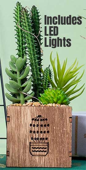 Artificial Succulent Planter with LED Lights