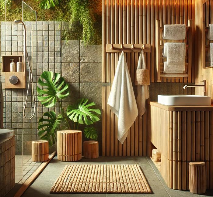 Nature Inspired Bathroom with Bamboo Decor