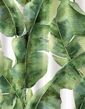 Multi-Color Banana Leaf Print Design on Digitally-Printed Waterproof Polyester Shower Curtain