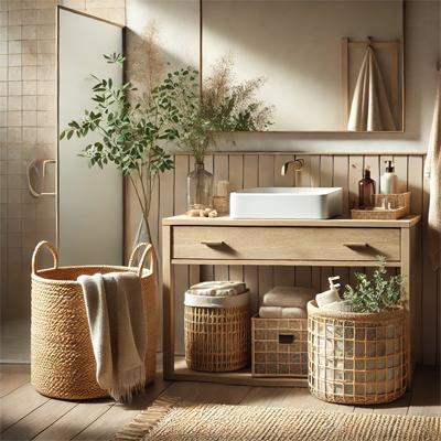 Woven Baskets in Bathroom