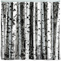 Black and White Birch Forest Photo-Image Shower Curtain