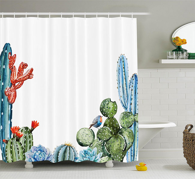 Polyester Cactus Shower Curtain