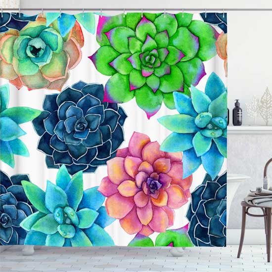 Colorful Succulents Shower Curtain