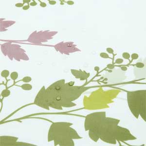 Waterproof Polyester Green Leaf Fabric on Shower Curtain
