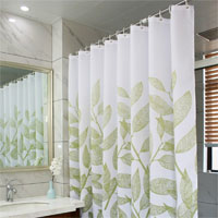 Fading Ombre Green Leaf Shower Curtain
