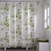 Bamboo Style Green Leaf Shower Curtain