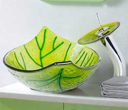 Green Leaf and Waterfall Faucet Set