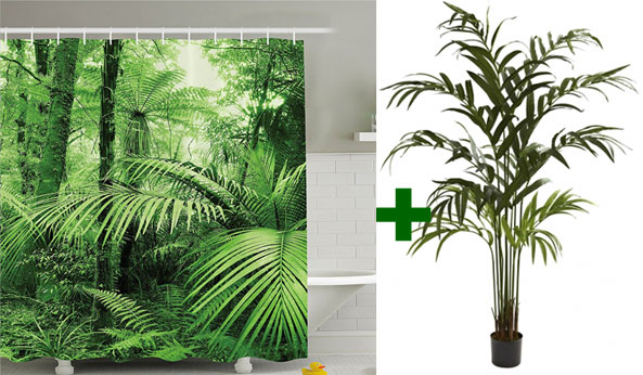 Create Your Own Forest Bathing Experience with a Jungle Forest Shower Curtain with Palm Tree