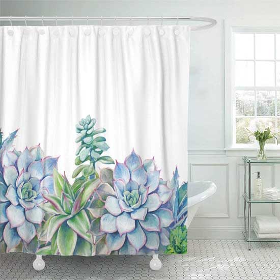Shower Curtain with Succulents