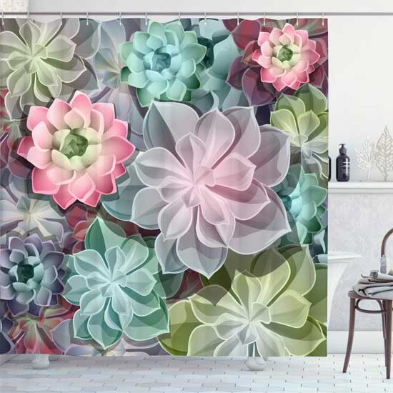 Succulent Themed Shower Curtain