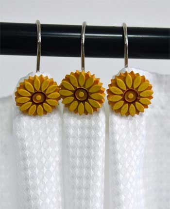 Yellow Sunflower Shower Curtain Hooks