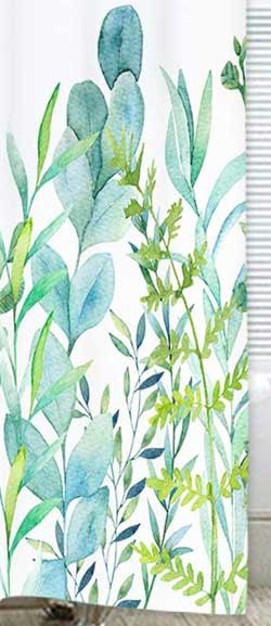 Watercolor Print Plant Shower Curtain, Hang Washable
